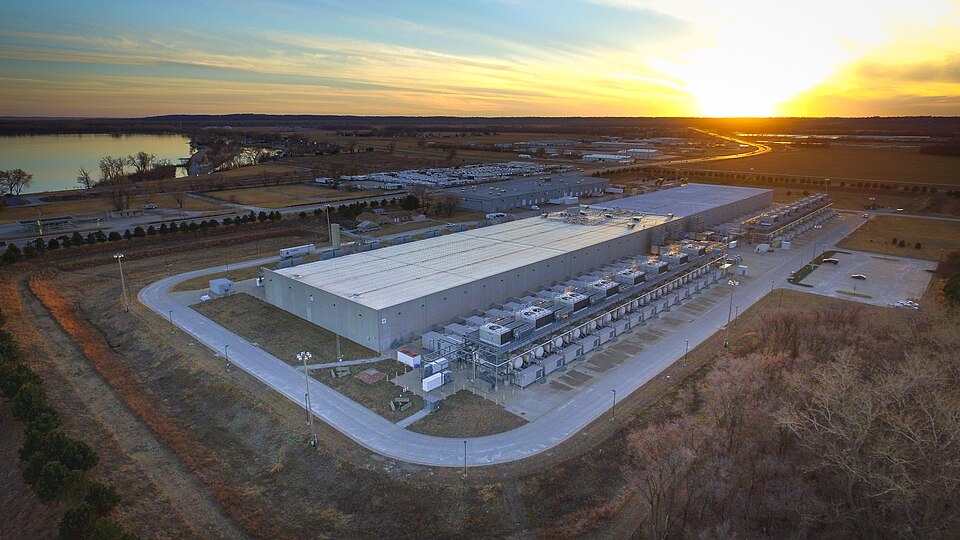 Vue d'un centre de données de Google à Council Bluffs, dans l'Iowa
